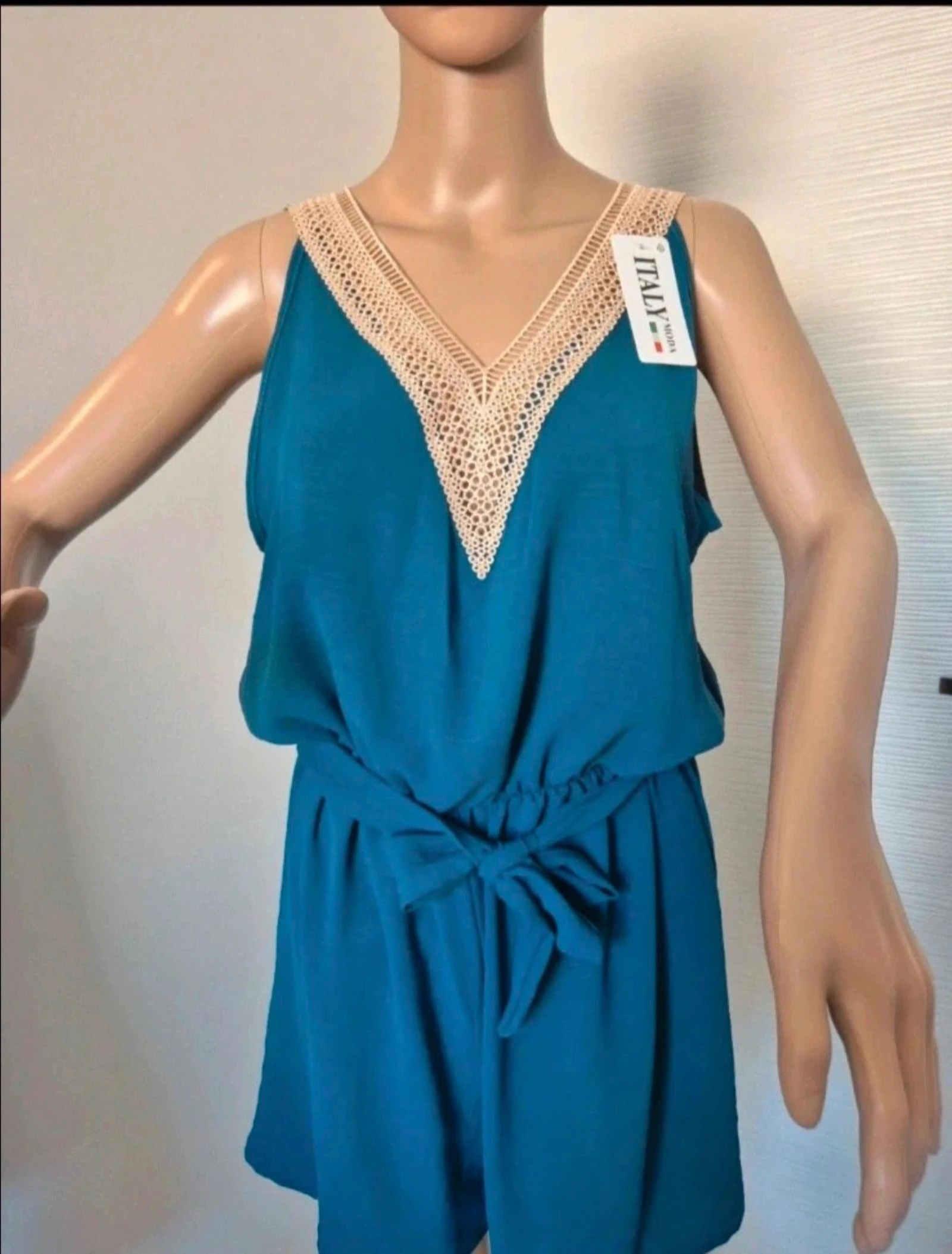 Combishort Azul petróleo gola de renda – photo 3